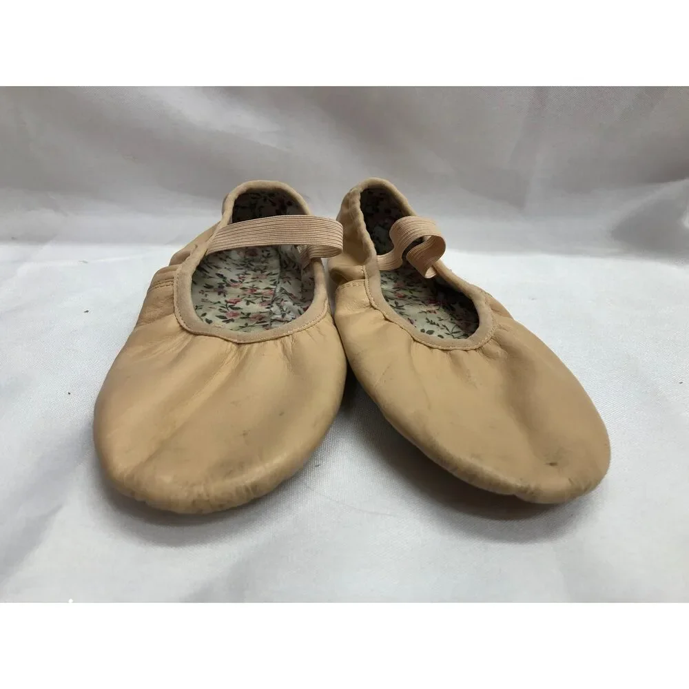 Pre-Owned Dance Ballet Shoes DanzNMotion Child 2M Leather Single Strap Full Sole